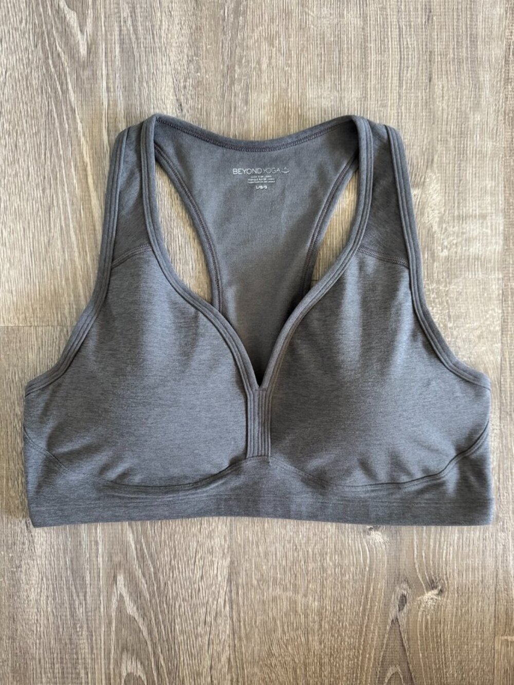 Beyond Yoga Spacedye Lift Your Spirits Bra - True Gray Heather | Large